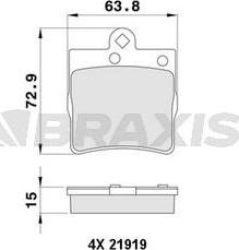 Braxis AA0053 - Тормозные колодки, дисковые, комплект autosila-amz.com
