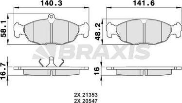 Braxis AA0009 - Тормозные колодки, дисковые, комплект autosila-amz.com