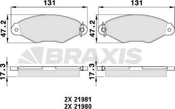 Braxis AA0014 - Тормозные колодки, дисковые, комплект autosila-amz.com