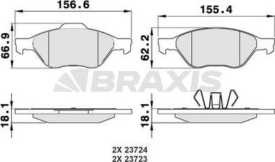 Braxis AA0010 - Тормозные колодки, дисковые, комплект autosila-amz.com