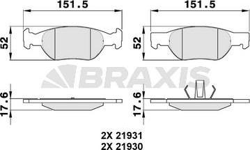 Braxis AA0089 - Тормозные колодки, дисковые, комплект autosila-amz.com
