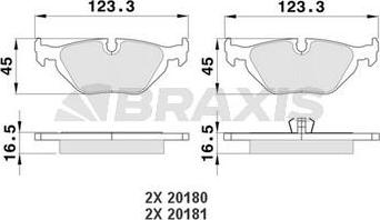 Braxis AA0082 - Тормозные колодки, дисковые, комплект autosila-amz.com