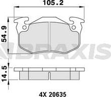 Braxis AA0037 - Тормозные колодки, дисковые, комплект autosila-amz.com