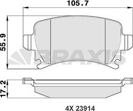 Braxis AA0021 - Тормозные колодки, дисковые, комплект autosila-amz.com