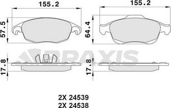 Braxis AA0023 - Тормозные колодки, дисковые, комплект autosila-amz.com