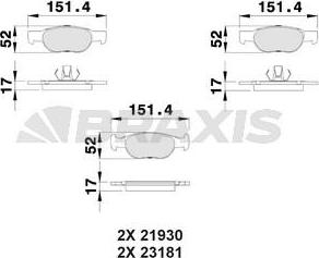 Braxis AA0074 - Тормозные колодки, дисковые, комплект autosila-amz.com