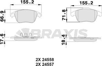 Braxis AA0076 - Тормозные колодки, дисковые, комплект autosila-amz.com