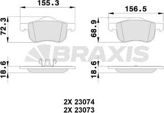 Braxis AA0077 - Тормозные колодки, дисковые, комплект autosila-amz.com
