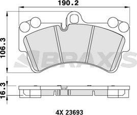 Braxis AA0199 - Тормозные колодки, дисковые, комплект autosila-amz.com