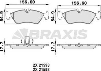 Braxis AA0198 - Тормозные колодки, дисковые, комплект autosila-amz.com