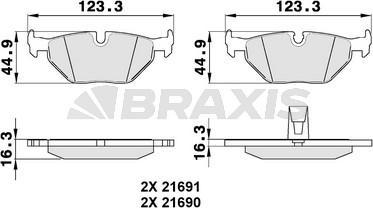 Braxis AA0148 - Тормозные колодки, дисковые, комплект autosila-amz.com