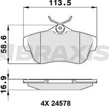 Braxis AA0159 - Тормозные колодки, дисковые, комплект autosila-amz.com