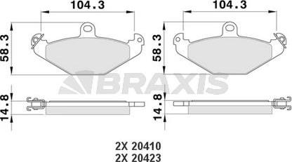 Braxis AA0155 - Тормозные колодки, дисковые, комплект autosila-amz.com