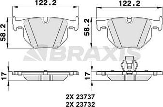 Braxis AA0157 - Тормозные колодки, дисковые, комплект autosila-amz.com