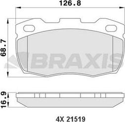 Braxis AA0165 - Тормозные колодки, дисковые, комплект autosila-amz.com