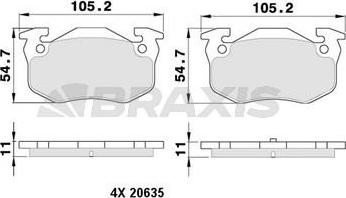 Braxis AA0100 - Тормозные колодки, дисковые, комплект autosila-amz.com