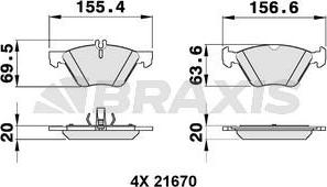 Braxis AA0139 - Тормозные колодки, дисковые, комплект autosila-amz.com