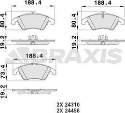 Braxis AA0134 - Тормозные колодки, дисковые, комплект autosila-amz.com