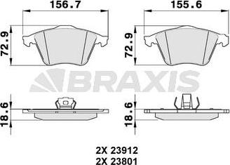 Braxis AA0136 - Тормозные колодки, дисковые, комплект autosila-amz.com