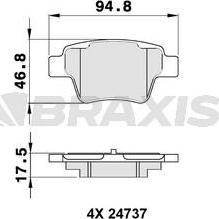 Braxis AA0138 - Тормозные колодки, дисковые, комплект autosila-amz.com