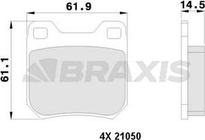 Braxis AA0125 - Тормозные колодки, дисковые, комплект autosila-amz.com
