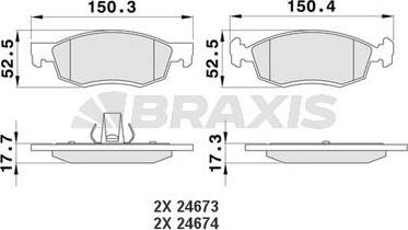 Braxis AA0178 - Тормозные колодки, дисковые, комплект autosila-amz.com