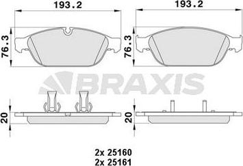 Braxis AA0394 - Тормозные колодки, дисковые, комплект autosila-amz.com
