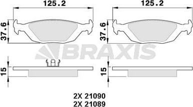 Braxis AA0344 - Тормозные колодки, дисковые, комплект autosila-amz.com