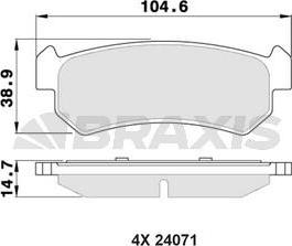 Braxis AA0354 - Тормозные колодки, дисковые, комплект autosila-amz.com