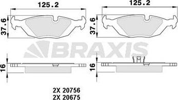 Braxis AA0361 - Тормозные колодки, дисковые, комплект autosila-amz.com