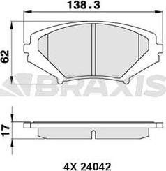 Braxis AA0303 - Тормозные колодки, дисковые, комплект autosila-amz.com