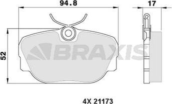 Braxis AA0319 - Тормозные колодки, дисковые, комплект autosila-amz.com