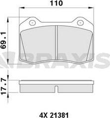 Braxis AA0380 - Тормозные колодки, дисковые, комплект autosila-amz.com