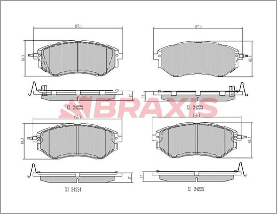 Braxis AA0381 - Тормозные колодки, дисковые, комплект autosila-amz.com