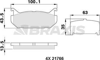 Braxis AA0335 - Тормозные колодки, дисковые, комплект autosila-amz.com