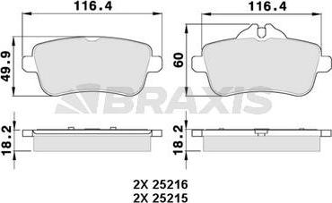 Braxis AA0332 - Тормозные колодки, дисковые, комплект autosila-amz.com