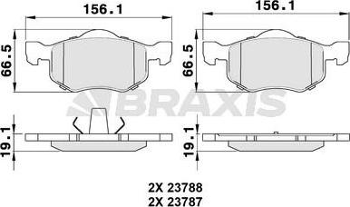 Braxis AA0327 - Тормозные колодки, дисковые, комплект autosila-amz.com