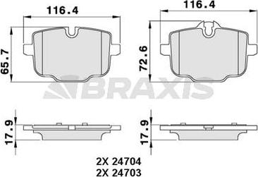 Braxis AA0298 - Тормозные колодки, дисковые, комплект autosila-amz.com