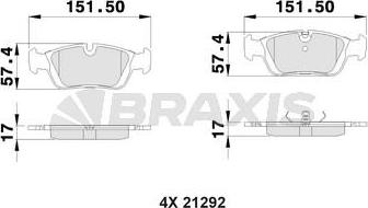 Braxis AA0297 - Тормозные колодки, дисковые, комплект autosila-amz.com