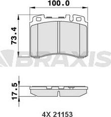 Braxis AA0250 - Тормозные колодки, дисковые, комплект autosila-amz.com