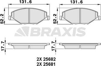 Braxis AA0258 - Тормозные колодки, дисковые, комплект autosila-amz.com