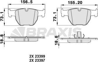 Braxis AA0215 - Тормозные колодки, дисковые, комплект autosila-amz.com