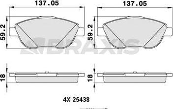 Braxis AA0211 - Тормозные колодки, дисковые, комплект autosila-amz.com