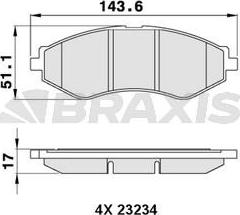 Braxis AA0285 - Тормозные колодки, дисковые, комплект autosila-amz.com
