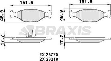 Braxis AA0287 - Тормозные колодки, дисковые, комплект autosila-amz.com