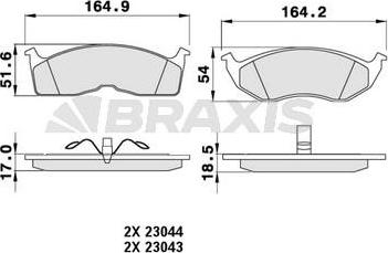 Braxis AA0225 - Тормозные колодки, дисковые, комплект autosila-amz.com