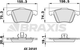 Braxis AA0220 - Тормозные колодки, дисковые, комплект autosila-amz.com