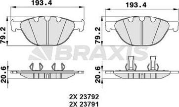 Braxis AA0270 - Тормозные колодки, дисковые, комплект autosila-amz.com