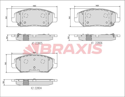 Braxis AA0749 - Тормозные колодки, дисковые, комплект autosila-amz.com