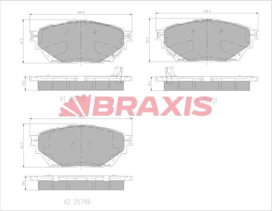 Braxis AA0764 - Тормозные колодки, дисковые, комплект autosila-amz.com